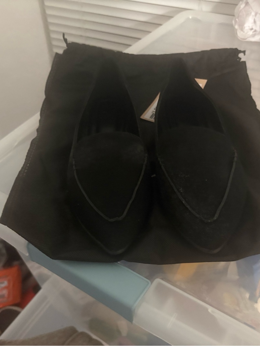 JustFab Black Pointed Toe Flats